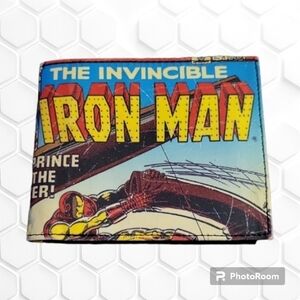 3/$30 RGA LEATHER WORKS Old School Iron Man Faux Leather Bi-Fold Pocket Wallet